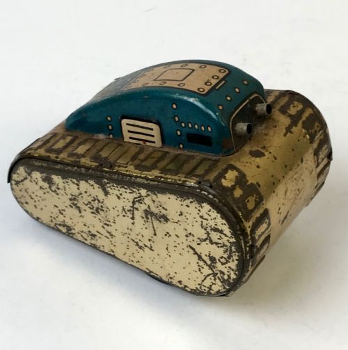 MARX TIN WINDUP SUPERMAN ROLLOVER TANK GOLD BLUE 1940 - ADDITIONAL PHOTO 7
