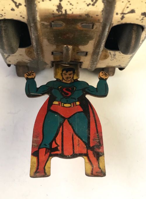 MARX TIN WINDUP SUPERMAN ROLLOVER TANK GOLD BLUE 1940 - ADDITIONAL PHOTO 9