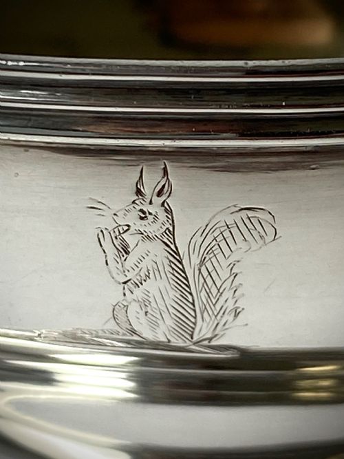 GEORGIAN SOLID SILVER STERLING SALTS LONDON 1798 SQUIRREL CREST 18TH CENTURY - ADDITIONAL PHOTO 1