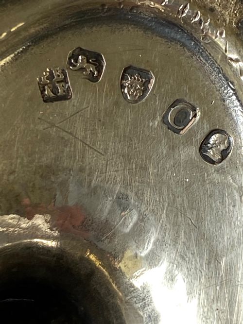 GEORGIAN SOLID SILVER STERLING SALTS LONDON 1798 SQUIRREL CREST 18TH CENTURY - ADDITIONAL PHOTO 4