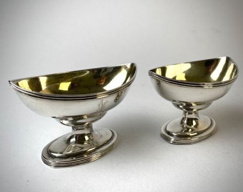 GEORGIAN SOLID SILVER STERLING SALTS LONDON 1798 SQUIRREL CREST 18TH CENTURY - ADDITIONAL PHOTO 7