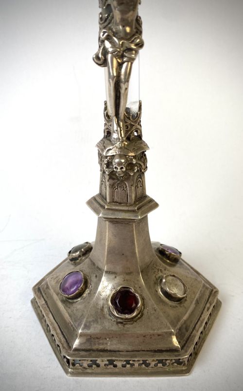 MAGNIFICENT SOLID SILVER ROCK CRYSTAL ALTER CROSS RELIQUARY 17TH CENTURY - ADDITIONAL PHOTO 1