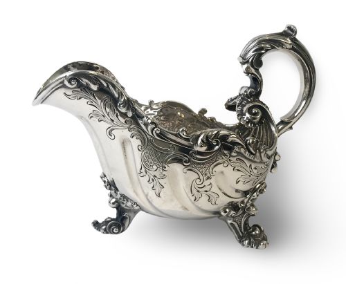 SOLID SILVER STERLING SAUCE BOAT 625G LONDON ROCOCO - ADDITIONAL PHOTO 2