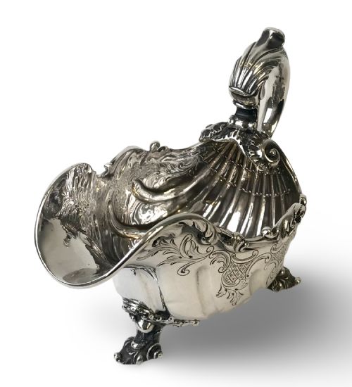 SOLID SILVER STERLING SAUCE BOAT 625G LONDON ROCOCO - ADDITIONAL PHOTO 4