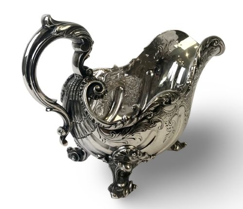 SOLID SILVER STERLING SAUCE BOAT 625G LONDON ROCOCO - ADDITIONAL PHOTO 5