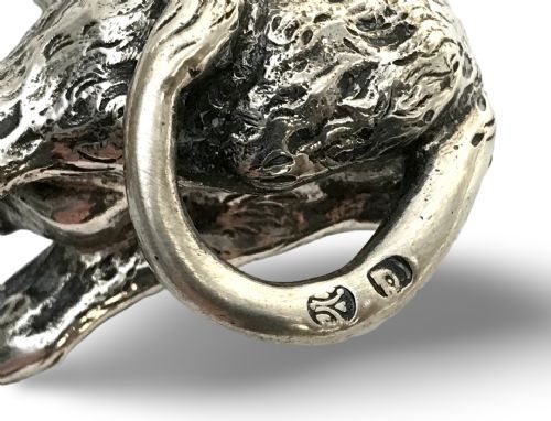 SOLID SILVER STERLING COW BULL FIGURINE HANAU 19TH CENTURY - ADDITIONAL PHOTO 5