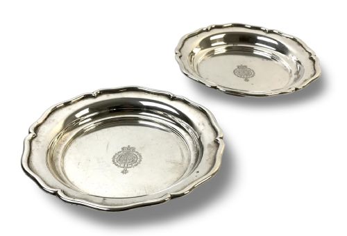 PAIR SOLID SILVER WINE BOTTLE COASTERS BERLIN 19TH C PRINCE LICHNKWSKY - ADDITIONAL PHOTO 1