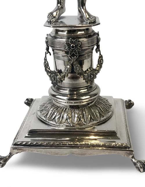 MAGNIFICENT PAIR SOLID SILVER CANDELABRAS 1840 BRAZIL 10 DINEIROS - ADDITIONAL PHOTO 2