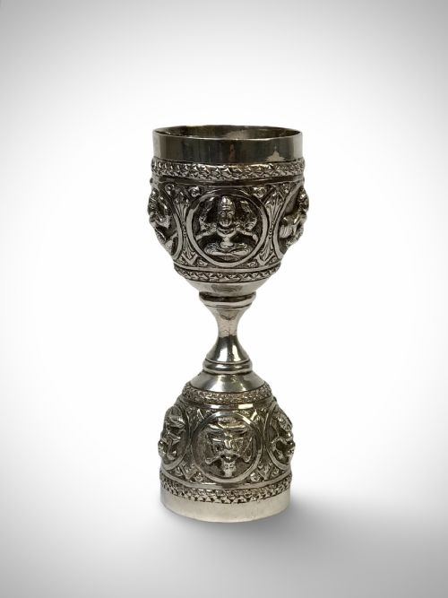 ANTIQUE INDIAN SWAMI SOLID STERLING SILVER DOUBLE ENDED SPIRIT MEASURE MADRAS LORD VISHNU INDIAN GOD1880 - ADDITIONAL PHOTO 1