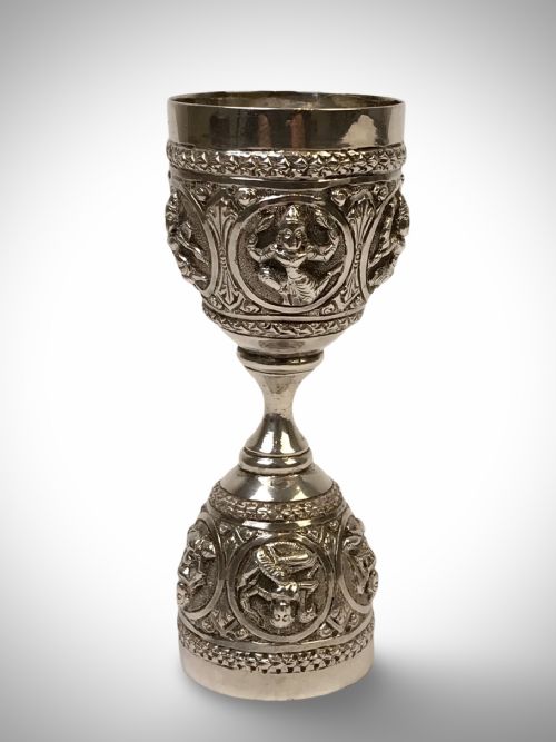 ANTIQUE INDIAN SWAMI SOLID STERLING SILVER DOUBLE ENDED SPIRIT MEASURE MADRAS LORD VISHNU INDIAN GOD1880 - ADDITIONAL PHOTO 2