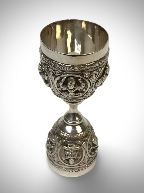 ANTIQUE INDIAN SWAMI SOLID STERLING SILVER DOUBLE ENDED SPIRIT MEASURE MADRAS LORD VISHNU INDIAN GOD1880 - ADDITIONAL PHOTO 6