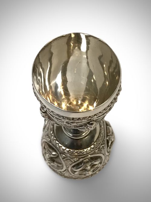 ANTIQUE INDIAN SWAMI SOLID STERLING SILVER DOUBLE ENDED SPIRIT MEASURE MADRAS LORD VISHNU INDIAN GOD1880 - ADDITIONAL PHOTO 7