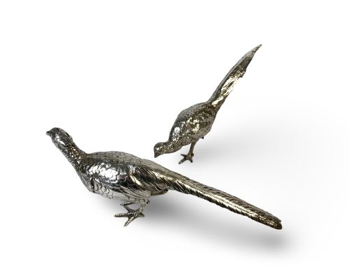 PAIR OF SOLID SILVER HANAU GERMAN PHEASANTS HUNTING - ADDITIONAL PHOTO 9