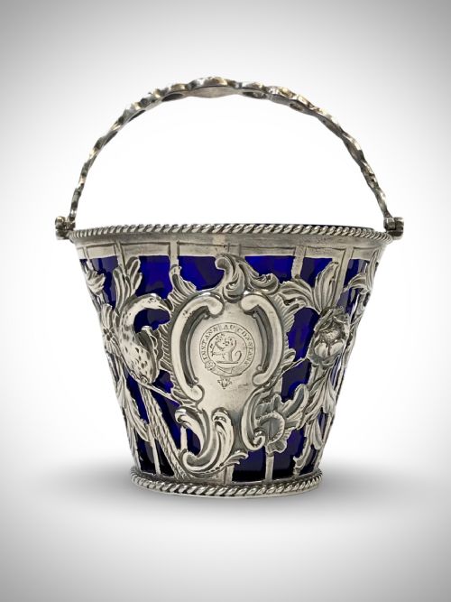 georgian solid silver sterling cream pail pheasant hunting london 1769 - CATEGORY: ANTIQUE SILVER - DATED GEORGIAN