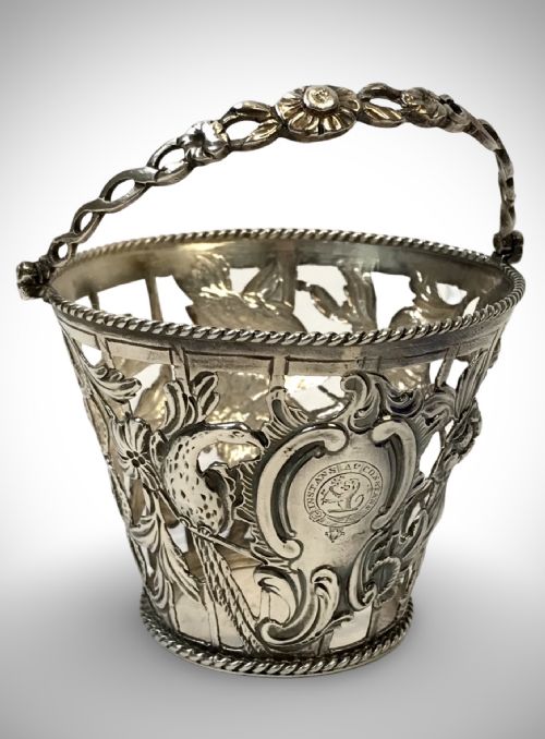 GEORGIAN SOLID SILVER STERLING CREAM PAIL PHEASANT HUNTING LONDON 1769 - ADDITIONAL PHOTO 2