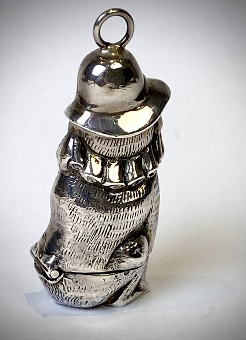 SOLID SILVER STERLING VESTA CASE DOG NOVELTY CIRCA 1900 - ADDITIONAL PHOTO 1