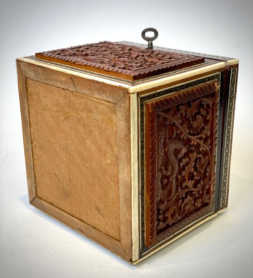 ANGLO INDIAN SANDALWOOD TEA CADDY - ADDITIONAL PHOTO 3