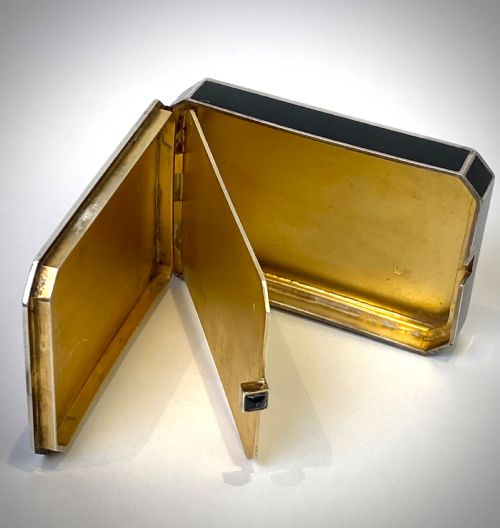 FRENCH SOLID SILVER GILT ENAMEL BOX ART DECO 1900 - ADDITIONAL PHOTO 4