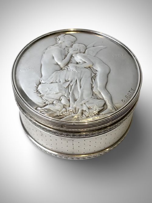 solid silver sterling french box art deco winged angel ring jewellery - CATEGORY: ANTIQUE SILVER - DATED 1910