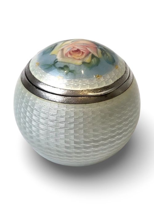 FRENCH SOLID SILVER STERLING ENAMEL BOX ROSE - ADDITIONAL PHOTO 5