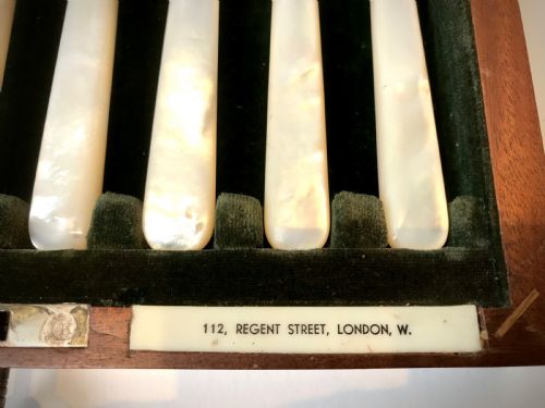 MAGNIFICENT SOLID SILVER STERLING MOTHER PEARL DESSERT CUTLERY BOXED - ADDITIONAL PHOTO 4