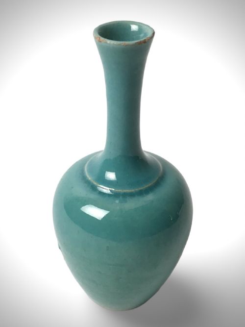 CHINESE PORCELAIN VASE CIRCA 1920 TURQUOISE - ADDITIONAL PHOTO 3