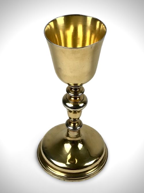 MAGNIFICENT 18TH CENTURY SOLID SILVER STERLING ECCLESIASTICAL CHURCH CHALICE LISBON PORTUGAL GILDED - ADDITIONAL PHOTO 1