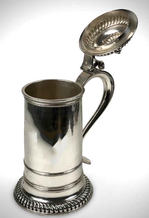 RARE SOLID SILVER ECCLESIASTICAL STERLING FLAGON TANKARD CHARLES II LONDON 1693 BENJAMIN PYNE - ADDITIONAL PHOTO 3