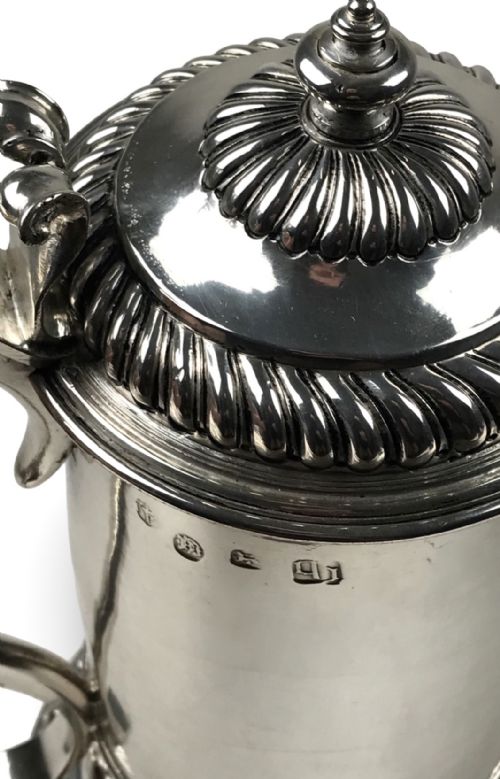 RARE SOLID SILVER ECCLESIASTICAL STERLING FLAGON TANKARD CHARLES II LONDON 1693 BENJAMIN PYNE - ADDITIONAL PHOTO 5