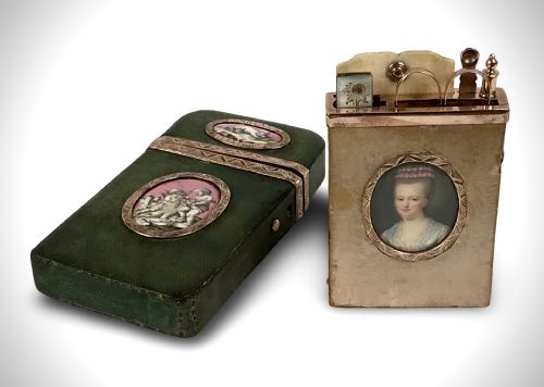 RARE ETUI KING LOUIS XV SOUVENIR GOLD ENAMEL SHAGREEN 18TH CENTURY MARIE ANTOINETTE - ADDITIONAL PHOTO 2
