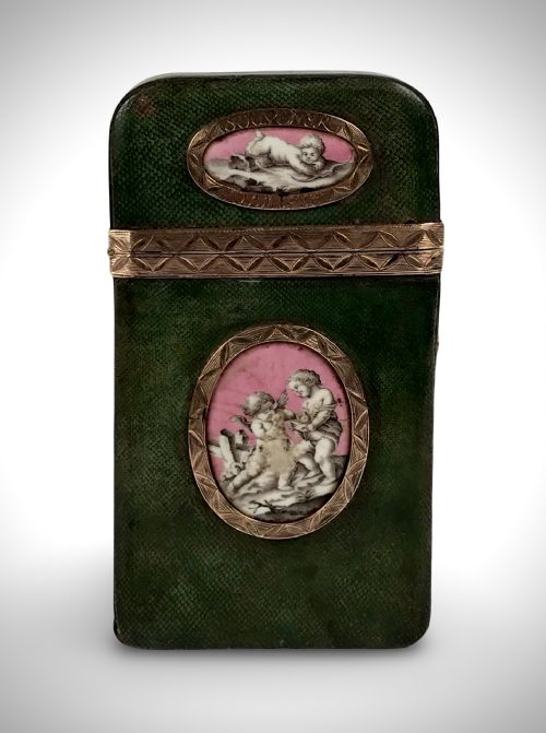 RARE ETUI KING LOUIS XV SOUVENIR GOLD ENAMEL SHAGREEN 18TH CENTURY MARIE ANTOINETTE - ADDITIONAL PHOTO 6