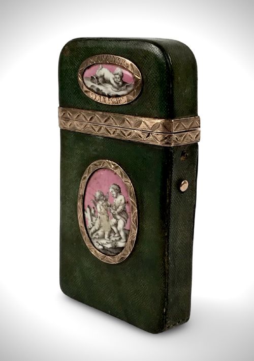 RARE ETUI KING LOUIS XV SOUVENIR GOLD ENAMEL SHAGREEN 18TH CENTURY MARIE ANTOINETTE - ADDITIONAL PHOTO 7
