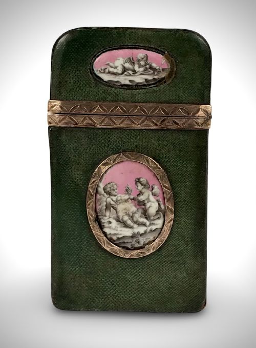 RARE ETUI KING LOUIS XV SOUVENIR GOLD ENAMEL SHAGREEN 18TH CENTURY MARIE ANTOINETTE - ADDITIONAL PHOTO 8