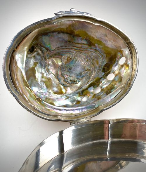 VERY LARGE SHELL SOLID STERLING SILVER SHELL JEWELLERY BOX 21CM - ADDITIONAL PHOTO 8