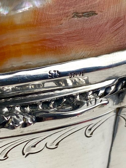 VERY LARGE SHELL SOLID STERLING SILVER SHELL JEWELLERY BOX 21CM - ADDITIONAL PHOTO 9