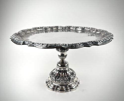 VERY RARE SOLID SILVER STERLING SILVER TAZZA 18TH C PORTUGAL 1735 JOSE FERREIRA BARROS PORTO - ADDITIONAL PHOTO 1