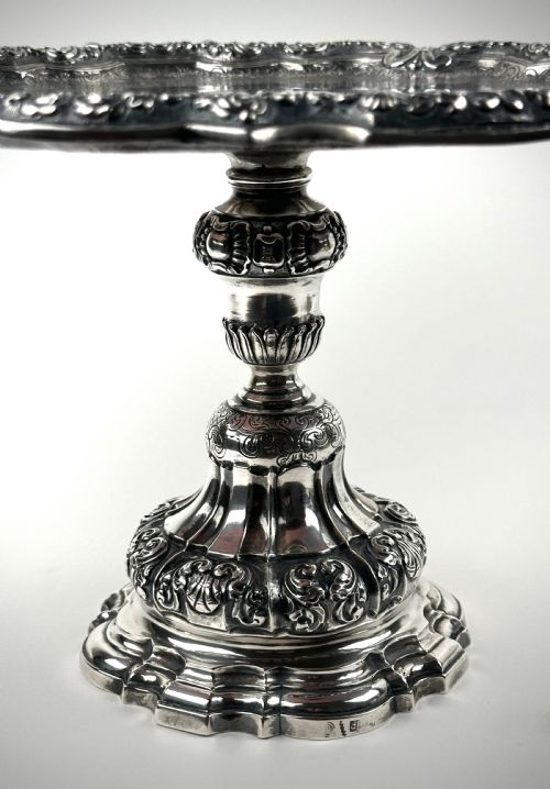 VERY RARE SOLID SILVER STERLING SILVER TAZZA 18TH C PORTUGAL 1735 JOSE FERREIRA BARROS PORTO - ADDITIONAL PHOTO 4