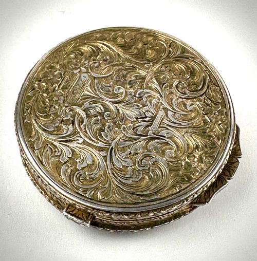 SOLID SILVER GILT JEWEL PILL BOX 19TH CENTURY VICTORIAN - ADDITIONAL PHOTO 5