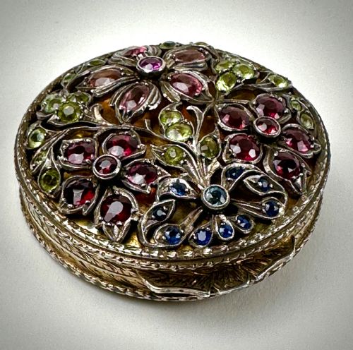 SOLID SILVER GILT JEWEL PILL BOX 19TH CENTURY VICTORIAN - ADDITIONAL PHOTO 6