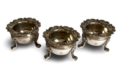 MAGNIFICENT SOLID SILVER STERLING GEORGIAN SALTS LONDON 1806 ROBERT SAMUEL HENNEL - ADDITIONAL PHOTO 1
