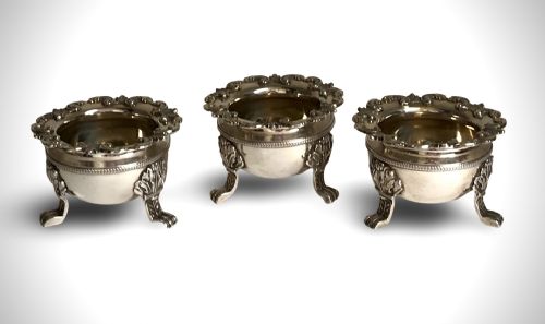 MAGNIFICENT SOLID SILVER STERLING GEORGIAN SALTS LONDON 1806 ROBERT SAMUEL HENNEL - ADDITIONAL PHOTO 5