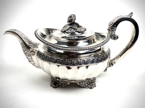 MAGNIFICENT SOLID SILVER STERLING GEORGIAN TEA SET LONDON 1825 - ADDITIONAL PHOTO 3
