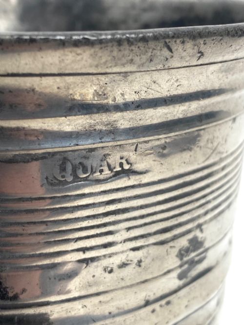 GEORGIAN 18TH CENTURY PEWTER QUART SIZE TANKARD - ADDITIONAL PHOTO 2