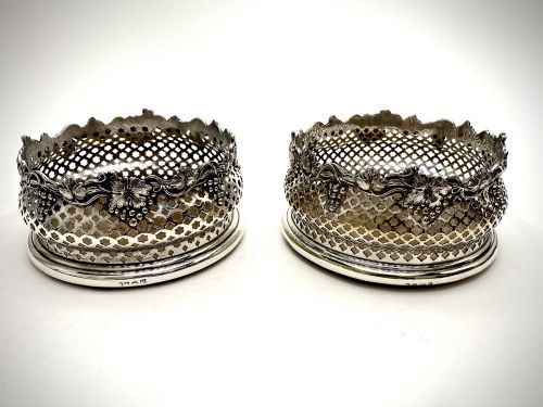 MAGNIFICENT SOLID SILVER STERLING WINE COASTERS SHEFFIELD 1805 - ADDITIONAL PHOTO 1