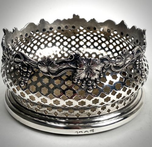 MAGNIFICENT SOLID SILVER STERLING WINE COASTERS SHEFFIELD 1805 - ADDITIONAL PHOTO 3
