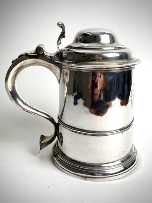 GEORGIAN SOLID SILVER STERLING TANKARD LONDON 1736 THOMAS RUSH