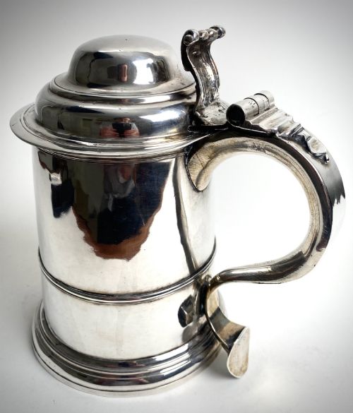 GEORGIAN SOLID SILVER STERLING TANKARD LONDON 1736 THOMAS RUSH - ADDITIONAL PHOTO 4