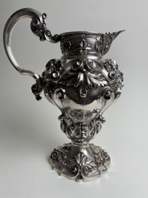 PORTUGUESE SOLID SILVER EWER CENTREPIECE JUG ROCCOCO 1284 GRAMS - ADDITIONAL PHOTO 1
