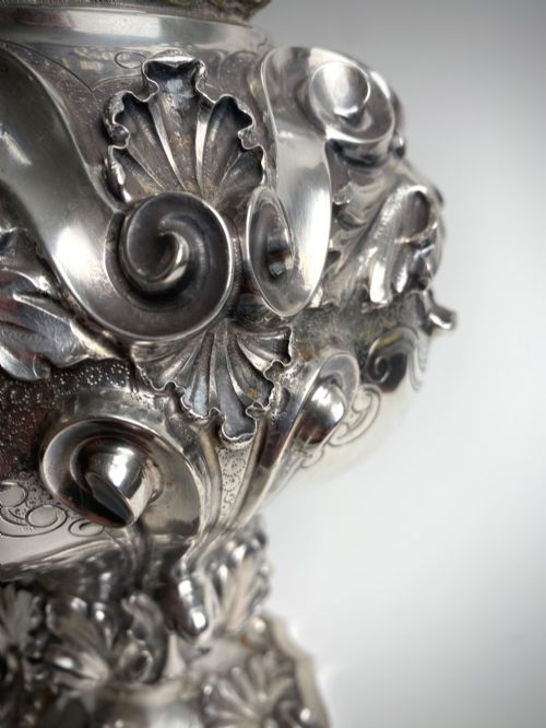 PORTUGUESE SOLID SILVER EWER CENTREPIECE JUG ROCCOCO 1284 GRAMS - ADDITIONAL PHOTO 6