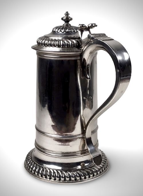 RARE SOLID SILVER STERLING FLAGON TANKARD WILLIAM III LONDON 1693 BENJAMIN PYNE - ADDITIONAL PHOTO 2